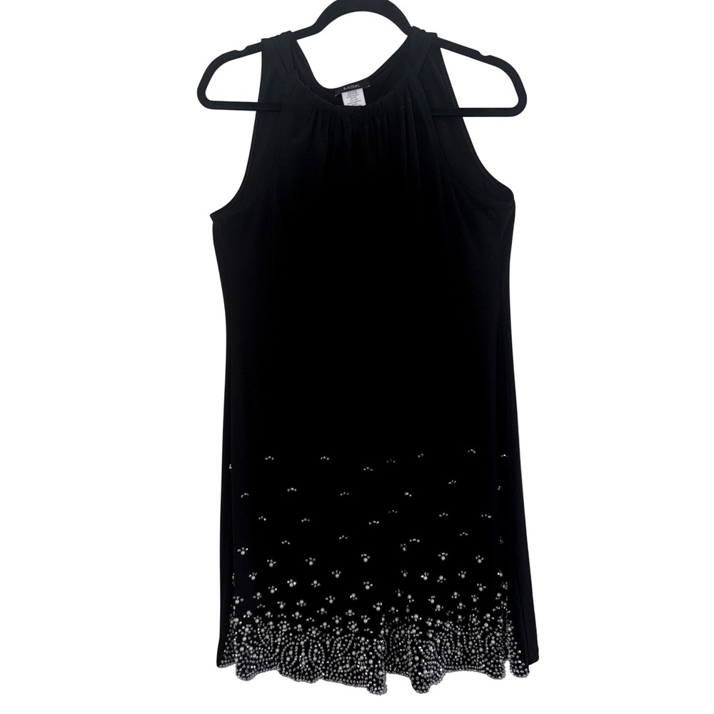 MSK Cocktail LBD Dress Size M Black Beaded Embellished Party Glam Formal Sparkly